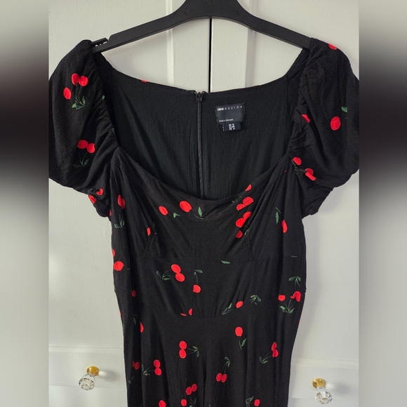 Women's Midi Dress in Black and Cherries Print by ASOS - Picture 8 of 12